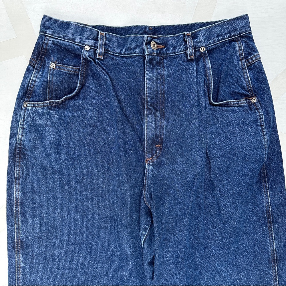 Vintage Lee Skyriders High Rise Pleated Jeans Dark Wash Size 18 - Picture 2 of 9